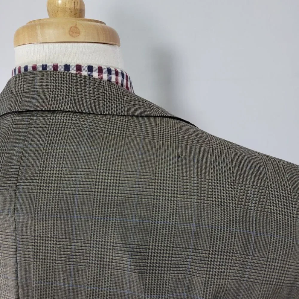 Ermenegildo Zegna Trofeo Men's Sport Coat Blazer Two Button Brown‎ Plaid 44L